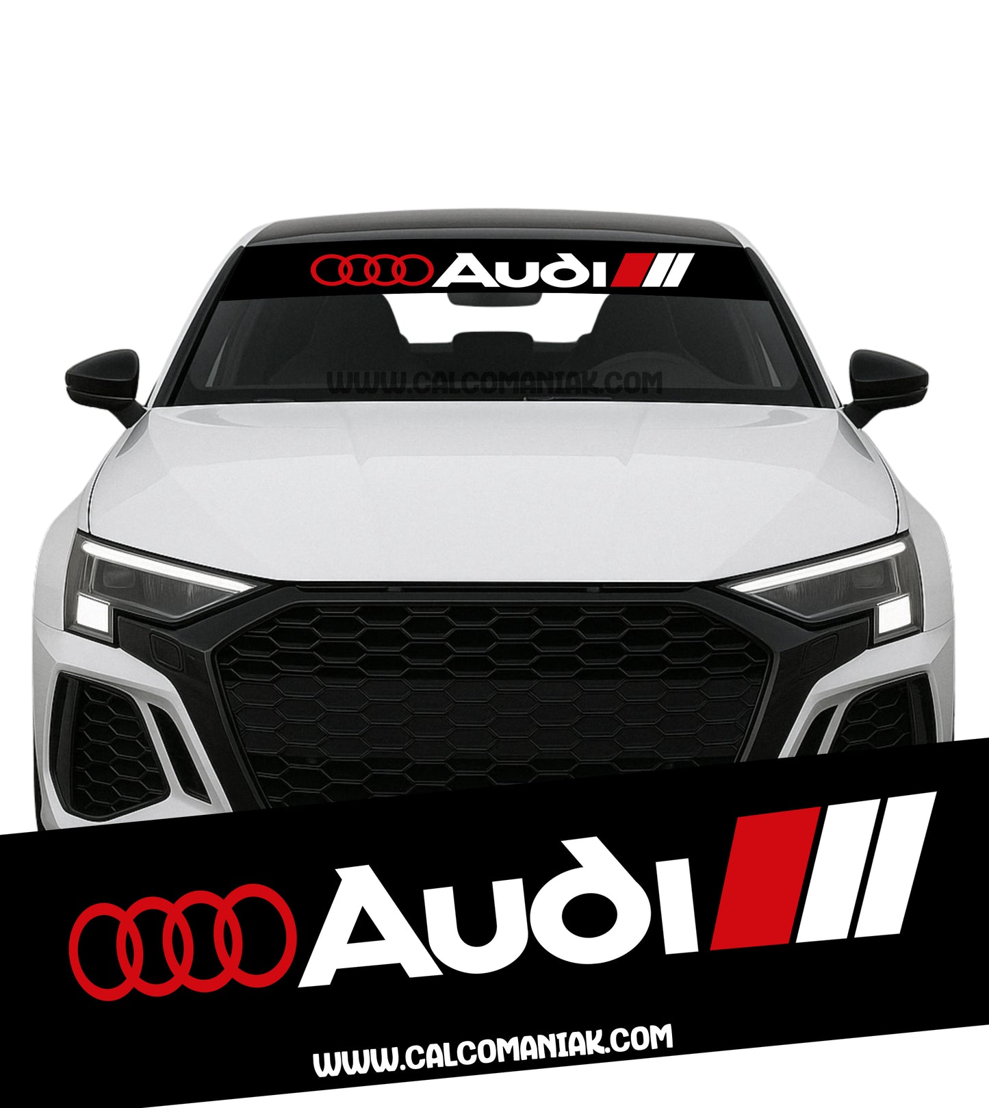 Calcomania Parabrisas Cubresol Compatible con Audi Cuadros