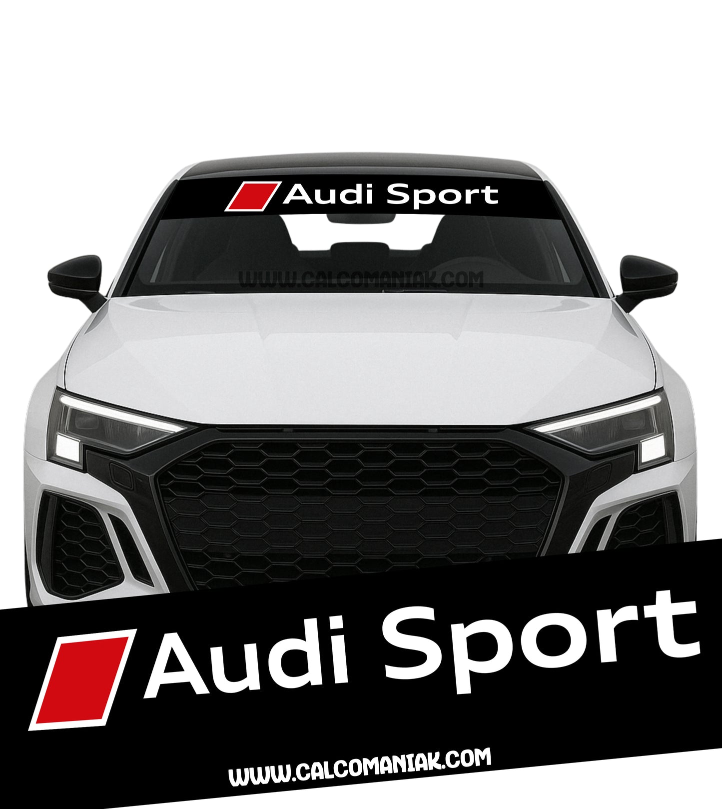 Calcomania Parabrisas Cubresol Compatible con Audi Sport Cuadro