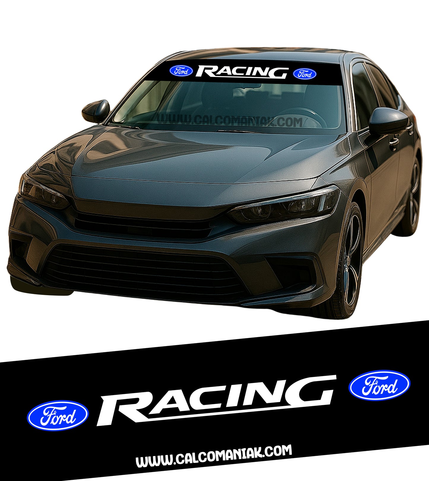 Calcomania Parabrisas Cubresol Compatible con Ford Racing
