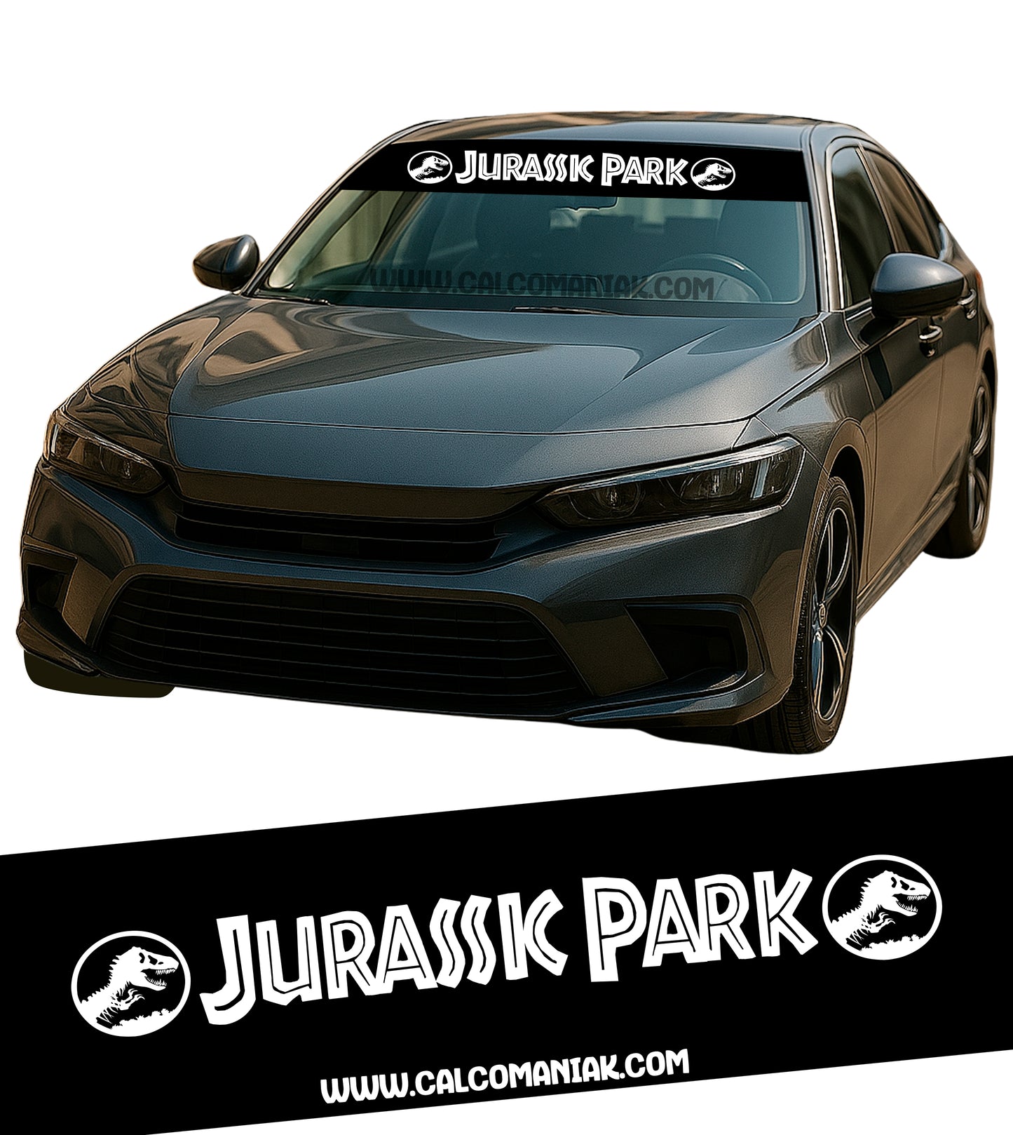 Calcomania Parabrisas Cubresol Compatible con Jurassic Park