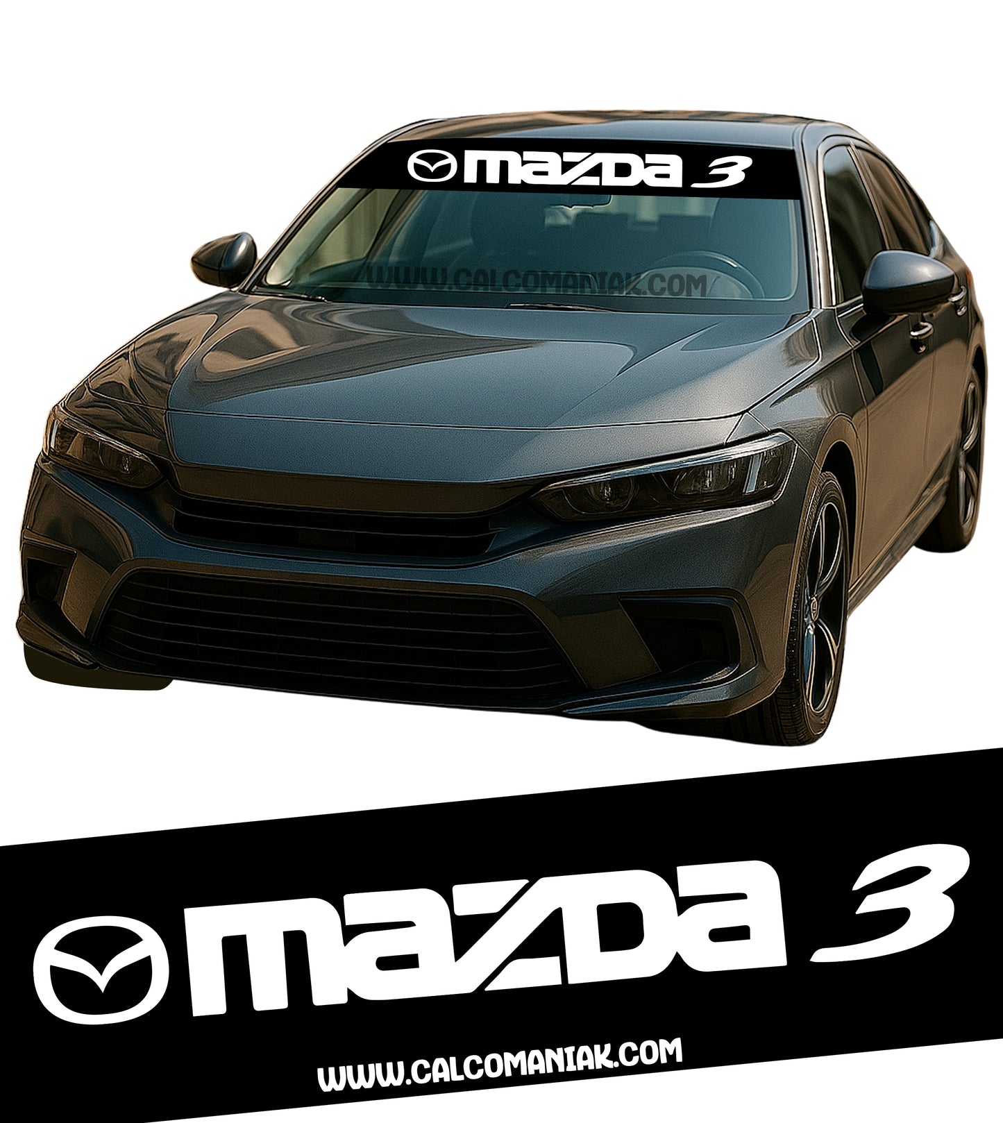 Calcomania Parabrisas Cubresol Compatible con Mazda 3