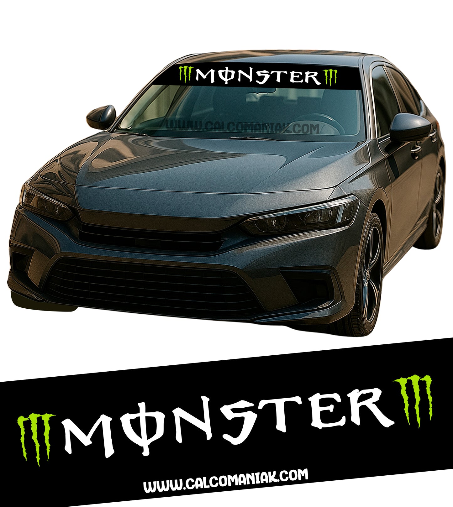 Calcomania Parabrisas Cubresol Compatible con Monster