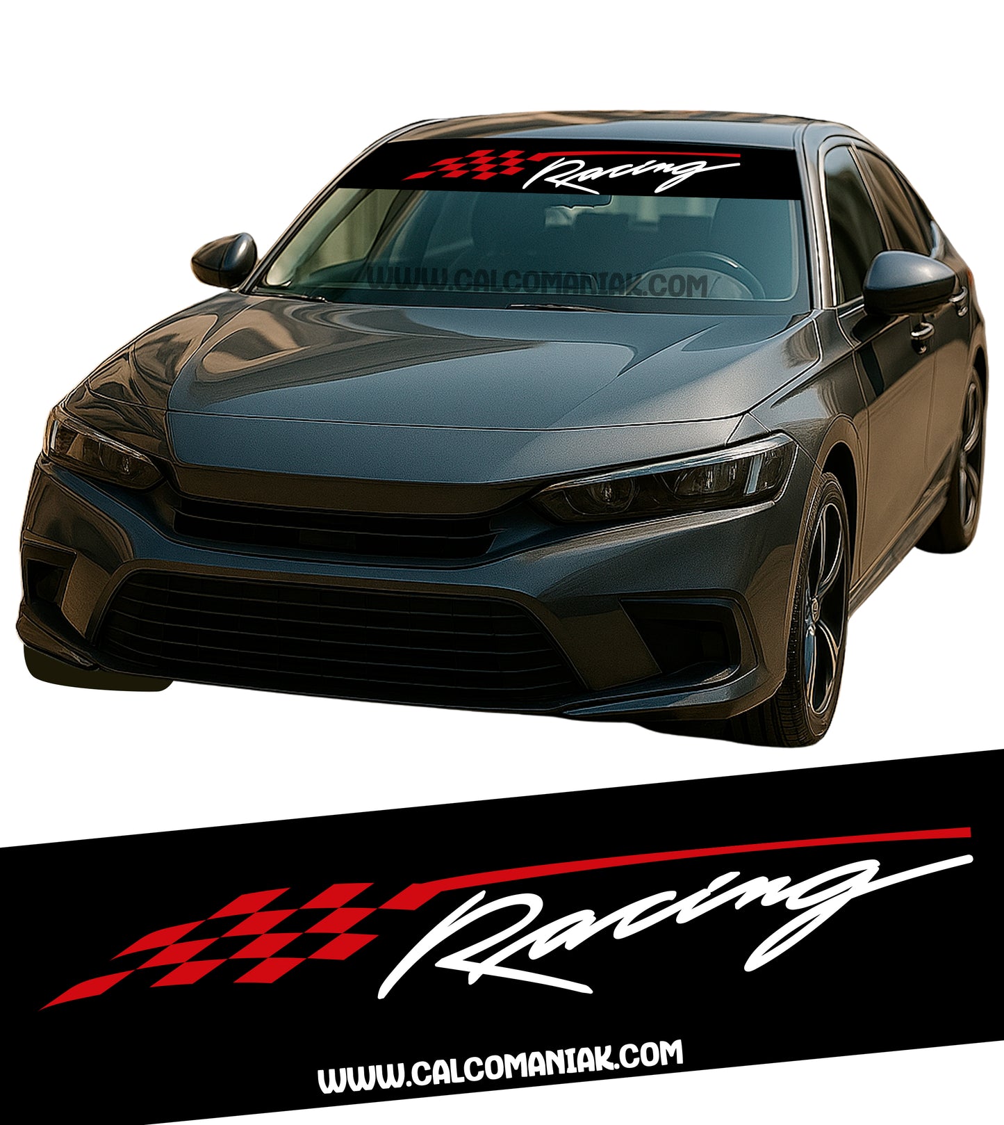 Calcomania Parabrisas Cubresol Racing bandera